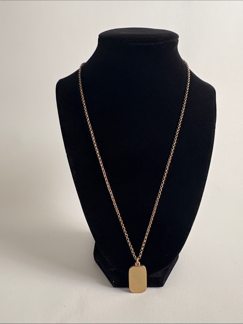 Zara Polished Gold-Tone Rectangular Dog Tag Necklace